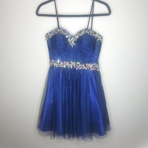 Bee Darlin Blue Short Prom Formal Dress 5/6